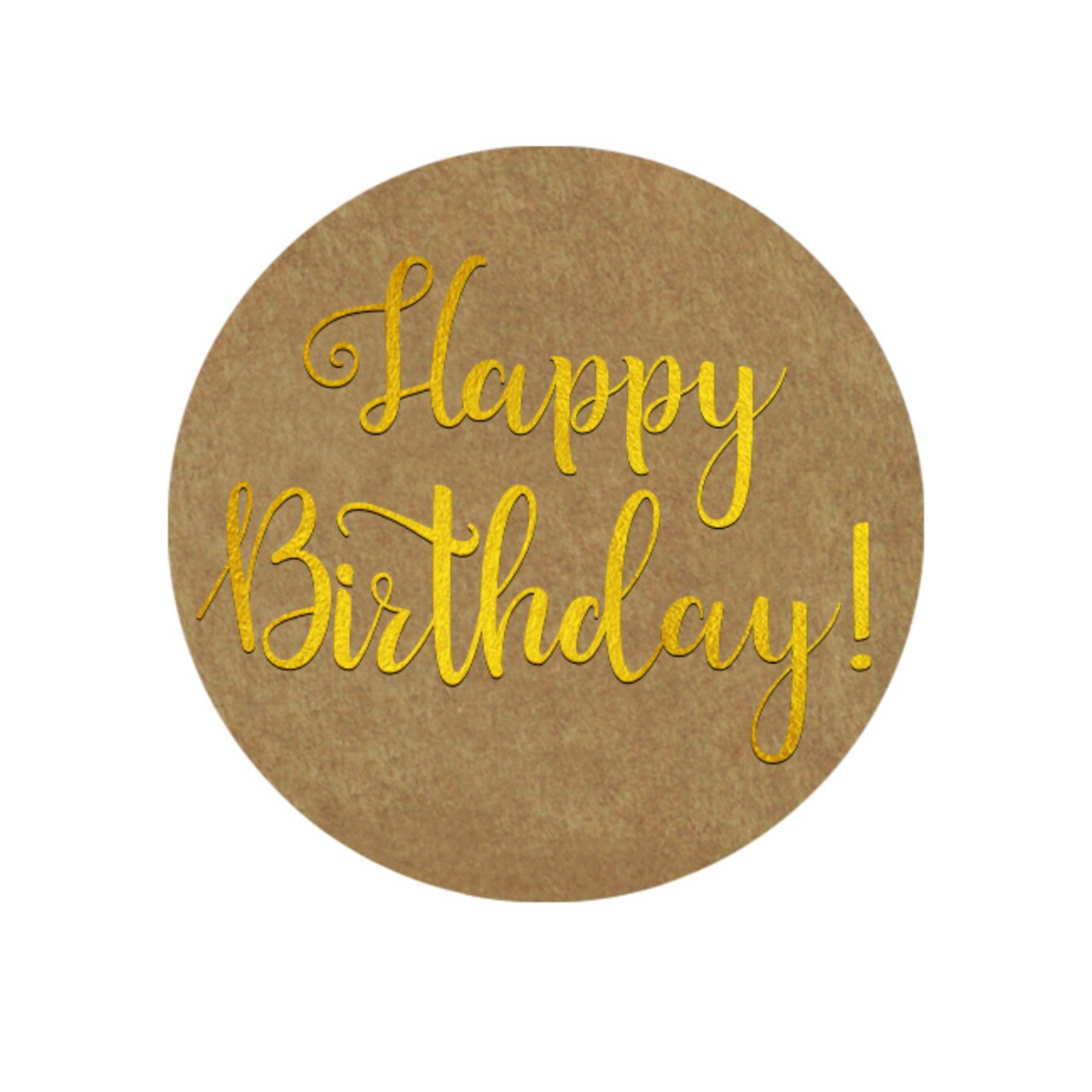 Great Papers! Seals, Self-Adhesive, Gold Foil Happy Birthday on Kraft, 1.57" Diameter, 250 Seals/Roll